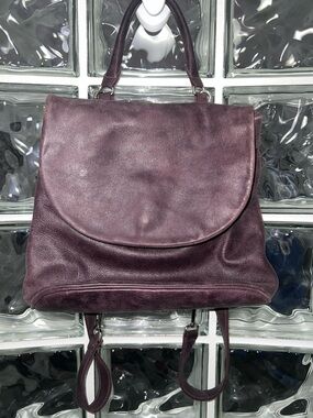 Roots Plum Leather Top-Handle Backpack